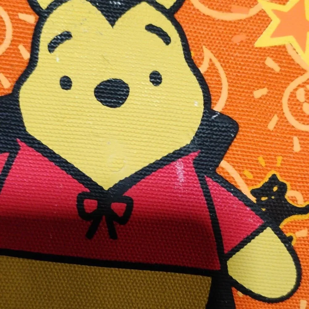 Vintage 80's Winnie the Pooh Halloween Tote Candy Bag Orange Black